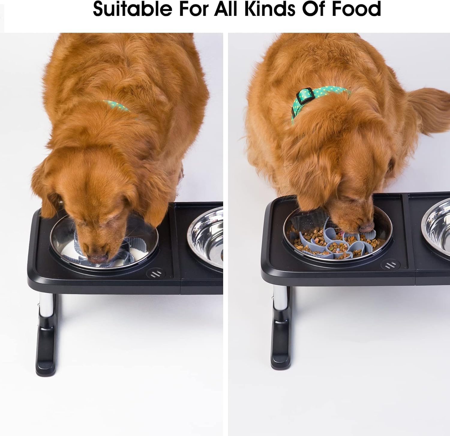 Feeder Dog Bowls Insert [Octopus Suction Cups] Super Firm Slow Eating Dog Bowl [Cuttable] for Large Breed and Medium Size Dog Compatible with Regular and Elevated Dog Bowls (Turbine)
