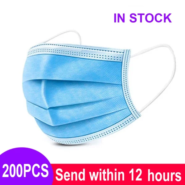 H26738cb81ae6449cb267308a139a11a97.webp Mouth Masks 3-layer Anti-Dust Disposable Mascarillas Non Woven Meltblown Cloth Masks Elastic Ear Loop Face Mask