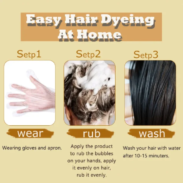 S01980d994ada4d05924b08631f7e44beY.webp 3 in 1 Black Hair Dye Shampoo for Gray Hair Home Herbal Hair Coloring Cream for Men Women Cover White Nourishing Formula 500ml