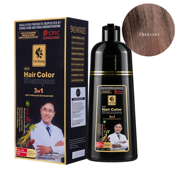 S04a0286f0a2940ac8b2ec612926a0da4f.webp 3 in 1 Black Hair Dye Shampoo for Gray Hair Home Herbal Hair Coloring Cream for Men Women Cover White Nourishing Formula 500ml