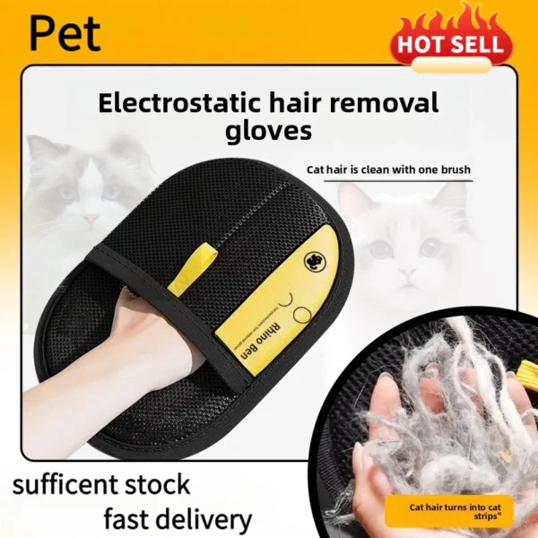 Pet Hair Removal Kit: Sticky Roller, Static Brush & Grooming Gloves - For Cat Dog Fur on Furniture Car Clothing