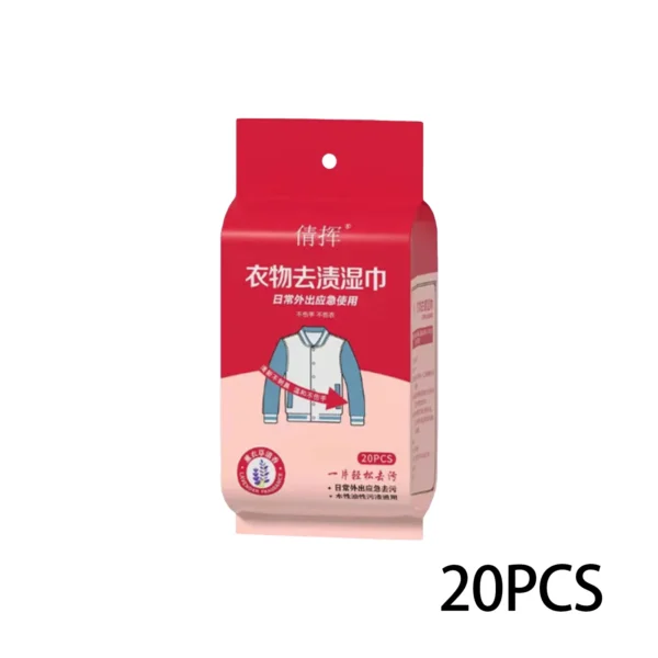 20pcs Clothing Stain Removal Wet Wipes Multi Functional Non Washing And Stain Removing Wet Wipes For Down Cotton Leather Jacket