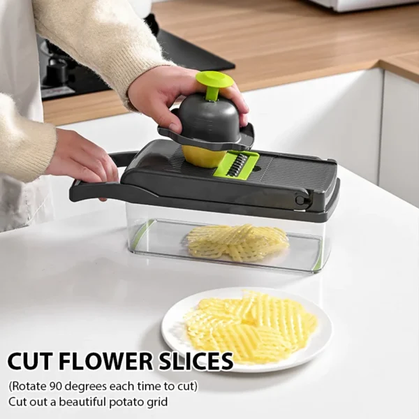 16in1 Multifunctional Vegetable Cutting Artifact Kitchen Dice Cutter Plinter Silk Wiper Kit Fruit Slicer Potato Shredder
