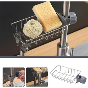 S0b75aedee9004604a98801ff121da7d4i.webp 1PC Kitchen Sink Drain Holder Adjustable Height Flexible and Rotatable Hanging Faucet Rack Suitable for Soap Sponges Brushes