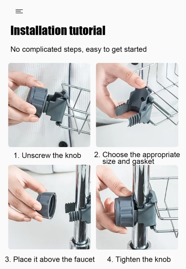 1PC Kitchen Sink Drain Holder Adjustable Height Flexible and Rotatable Hanging Faucet Rack  Suitable for Soap Sponges Brushes