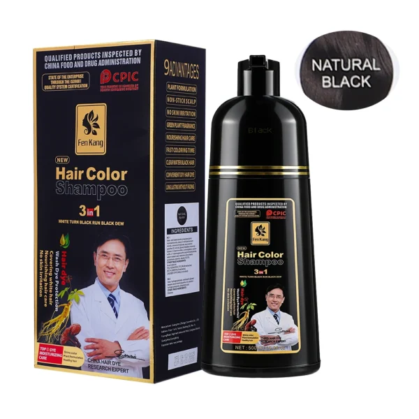 S0f5089b0543c40bab660c3f5cb5ebf4fV.webp 3 in 1 Black Hair Dye Shampoo for Gray Hair Home Herbal Hair Coloring Cream for Men Women Cover White Nourishing Formula 500ml
