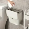 White Wall-Mounted Trash Bin for Kitchen Space-Saving Plastic Garbage Storage Container