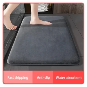 S11d5be76aa8c438db0f3fbc27d4844feC.webp Super absorbent floor mat, super absorbent bath mat, super anti slip coral velvet bathroom floor mat, door mat
