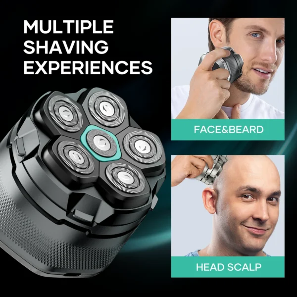 KENSEN Electric Head Shavers for Bald Men 6D Magnetic Razor Beard Trimmer USB Rechargeable LED Display Waterproof Beard Shavers