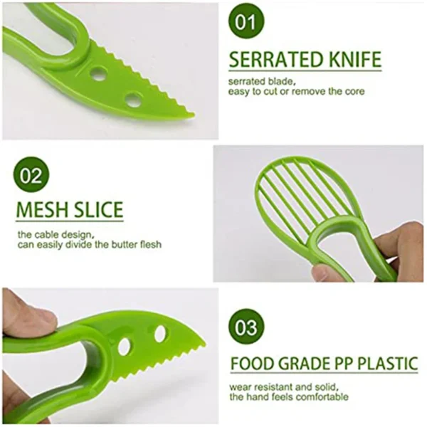 S1752572a539740e19eb9b654c3d2d9a5f.webp 3 In 1 Multi-Function Avocado Peeler Pulp Separator Plastic Orange Kiwi Fruit Peeler Knife Cutter Household Kitchen Accessories