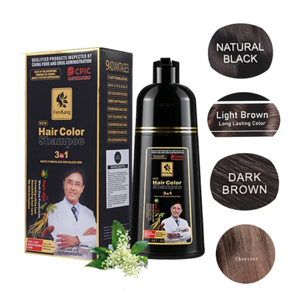 S19d1867ca27c42e9916b0d700fa837a26.webp 3 in 1 Black Hair Dye Shampoo for Gray Hair Home Herbal Hair Coloring Cream for Men Women Cover White Nourishing Formula 500ml
