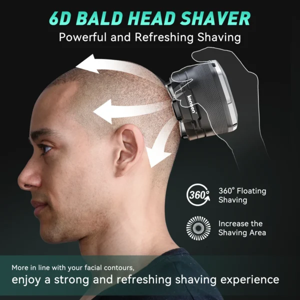 KENSEN Electric Head Shavers for Bald Men 6D Magnetic Razor Beard Trimmer USB Rechargeable LED Display Waterproof Beard Shavers
