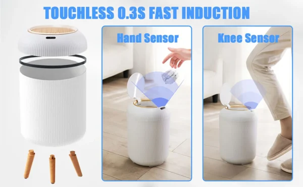 S2dfedb26225547d78bba537c51ee7bc4O.webp Automatic Trash Can with Lid, Small Plastic Smart Trash Can, Motion Sensor Trash Can for Bedroom, Bathroom, Kitchen, Office