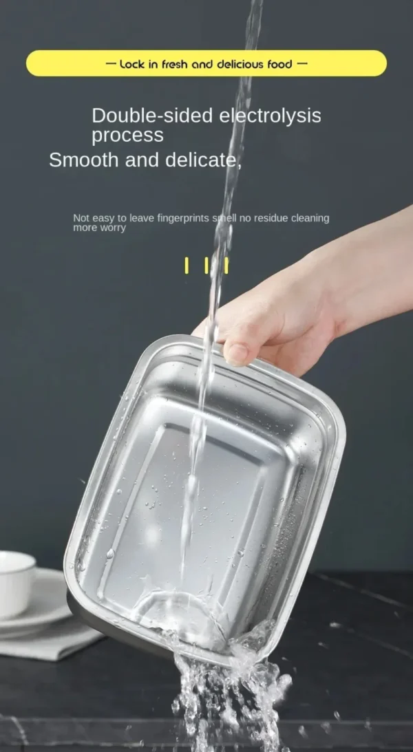 Stainless Steel Camping Lunch Box Sealed Leak-proof Bento Box Microwave Suitable Large Capacity Refrigerator Freezer Storage Box