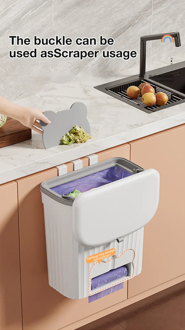 8.5/12L Kitchen Wastebasket Wall Mounted Trash Can With Lid Bathroom Trash Bin Garbage Can for Cabinet Under Sink Recycling Bin
