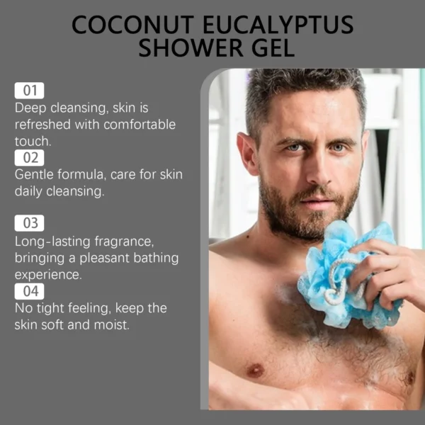 S35d1c258a76c4cc9a9c332f42da4e060i-2.webp Men's Eucalyptus Coconut Body Wash Deep Cleansing Shower Gel Refreshing Scent Long Lasting Fragrance Oil Control 100ml