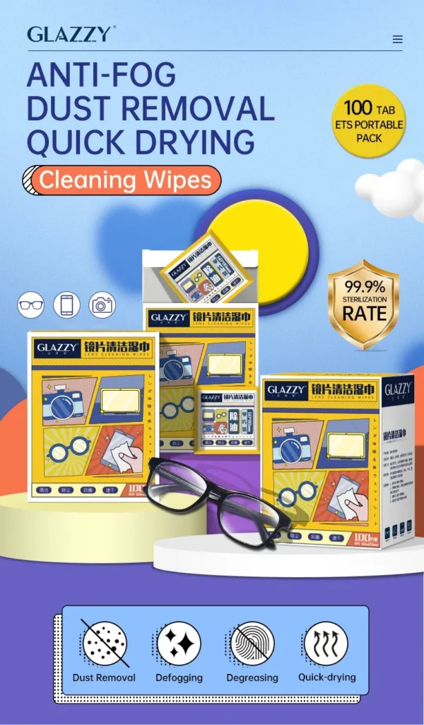 10-100pcs 100-Count Disposable Glasses Cleaning Wipes, for Glasses, Screens, and Lenses
