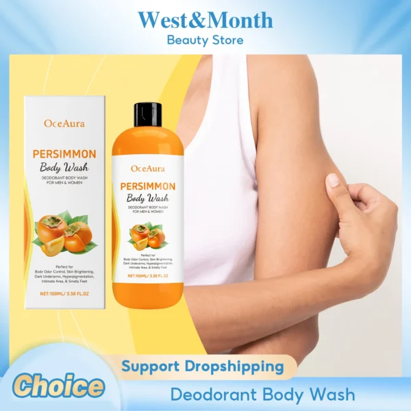 S46b7f1ba54cb4f9ca8e61f838663a160v-1.webp Persimmon Body Wash Remove Dirt Sweat Eliminating Odor Oil Control Exfoliating Smoothing Softening Lasting Aroma Foam Shower Gel