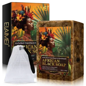 S47173c25372d4a3091262ad3b34bcb5bw.webp Raw African Black Soap for Oily Skin, Dark Spots Pure & Natural Ingredients - Organic Face and Body Wash Soap