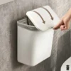 White Wall-Mounted Trash Bin for Kitchen Space-Saving Plastic Garbage Storage Container