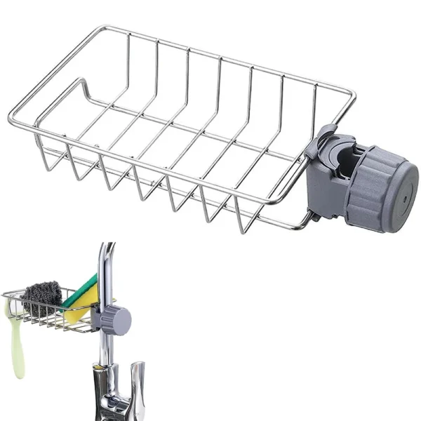 1PC Kitchen Sink Drain Holder Adjustable Height Flexible and Rotatable Hanging Faucet Rack  Suitable for Soap Sponges Brushes