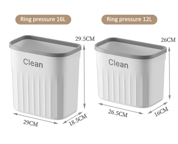12/16L Press Type Wall Mounted Trash Can For Bathroom Toilet Garbage Bucket With Lid Kitchen Recycling Bin Hanging Wastebasket