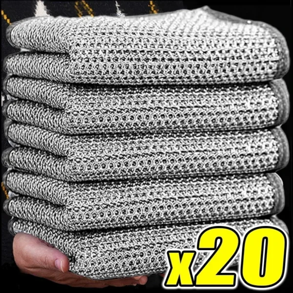 Wholesale Metal Steel Wire Rags Cloth Home Kitchen Pot Pan Dishwashing Double-sided Dishcloth Cleaning Cloths Towel Scrubber Rag