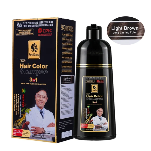 S5e9165b3c0554ad599f0b421377877b3v.webp 3 in 1 Black Hair Dye Shampoo for Gray Hair Home Herbal Hair Coloring Cream for Men Women Cover White Nourishing Formula 500ml