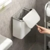 White Wall-Mounted Trash Bin for Kitchen Space-Saving Plastic Garbage Storage Container