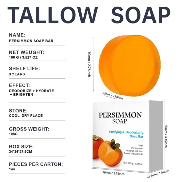 Japanese Persimmon Soap Brand Natural Gentle Cleansing Body Deodorant Soap Suitable For All Skin Types Moisturizing Cleans Soap