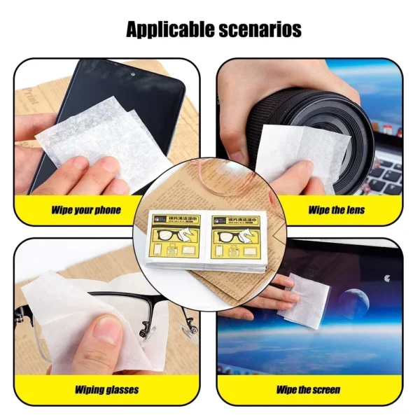 S691e7de9860249c799916eda07383ecaJ.webp 10/500pcs Anti Fog Cleaning Wet Wipes Disposable Glasses Phone Lens Screen Wipes Non Scratch Optical Cloth Individually Wrapped