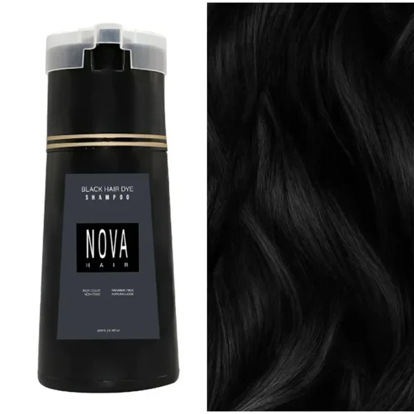 S6b4ffc26887641fd957a709946b8e3afE.webp Nova Hair Dyeing 3-in-1 Hair Care Shampoo Natural Fast White Hair Dyed Black Hair Dye Lasting Convenience Men Women Hair Care