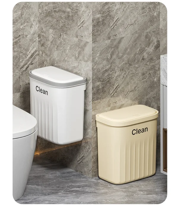 12/16L Press Type Wall Mounted Trash Can For Bathroom Toilet Garbage Bucket With Lid Kitchen Recycling Bin Hanging Wastebasket
