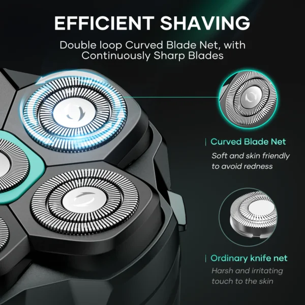 KENSEN Electric Head Shavers for Bald Men 6D Magnetic Razor Beard Trimmer USB Rechargeable LED Display Waterproof Beard Shavers