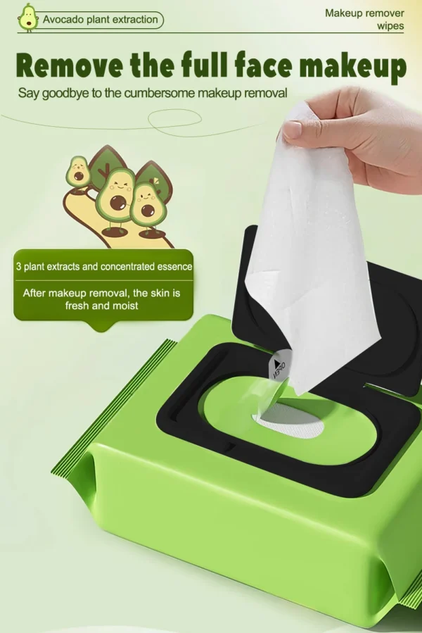 S75079cc084ad4ed88022f5859a343717y.webp 80 PCS Avocado Scented Makeup Removing Wipes - Deep Cleansing, Travel-Friendly, Single-Use