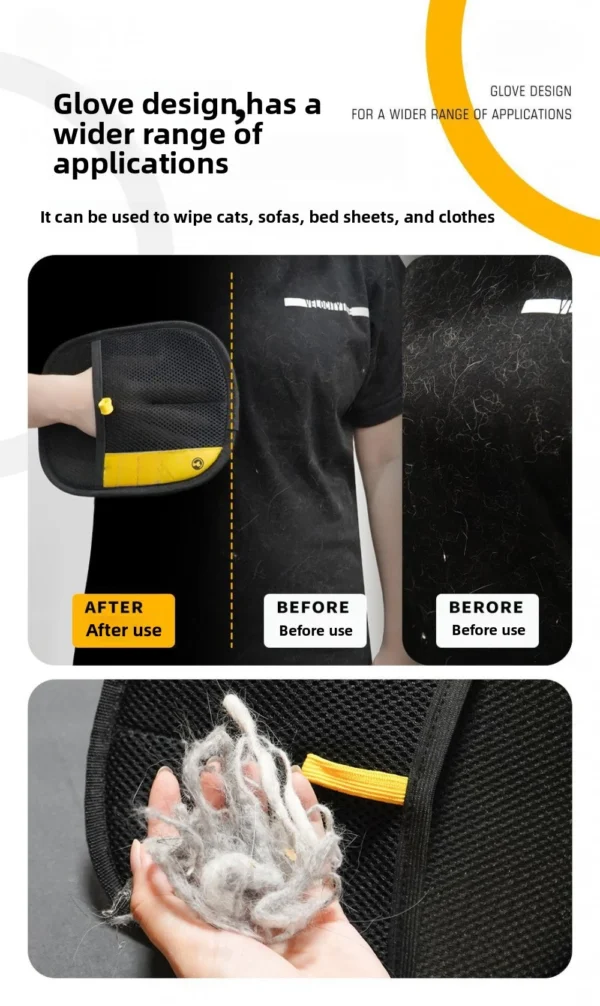 Pet Hair Removal Kit: Sticky Roller, Static Brush & Grooming Gloves - For Cat Dog Fur on Furniture Car Clothing