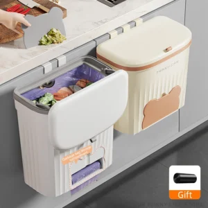S8606c7f0c1b94c44a9e84e57a3097907b.webp 8.5/12L Kitchen Wastebasket Wall Mounted Trash Can With Lid Bathroom Trash Bin Garbage Can for Cabinet Under Sink Recycling Bin