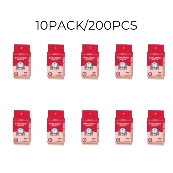 20pcs Clothing Stain Removal Wet Wipes Multi Functional Non Washing And Stain Removing Wet Wipes For Down Cotton Leather Jacket