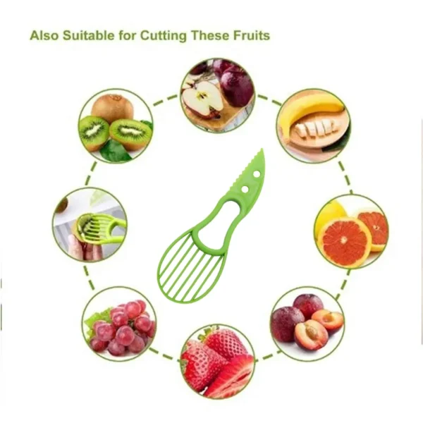 S88d9521a5da64478a7f9ad6407c8adcbl.webp 3 In 1 Multi-Function Avocado Peeler Pulp Separator Plastic Orange Kiwi Fruit Peeler Knife Cutter Household Kitchen Accessories