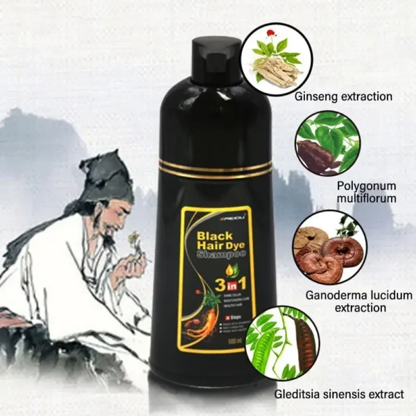 S89bd382b864a4fada52ddabeb7e2326du.webp Meidu 3 In 1 Instant Coloring Shampoo Natural Black Color for Men Women Hair Dye Herbal Brown Purple Hair Dye Hair Dye Shampoo