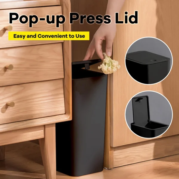 S8b8026a552d24bbbac67532d9e673925Z.webp Bathroom Trash Can-10L Small Garbage Can with Press Top Lid for Toilet,Bedroom,Living Room – Plastic Wastebasket with Pop-up Lid