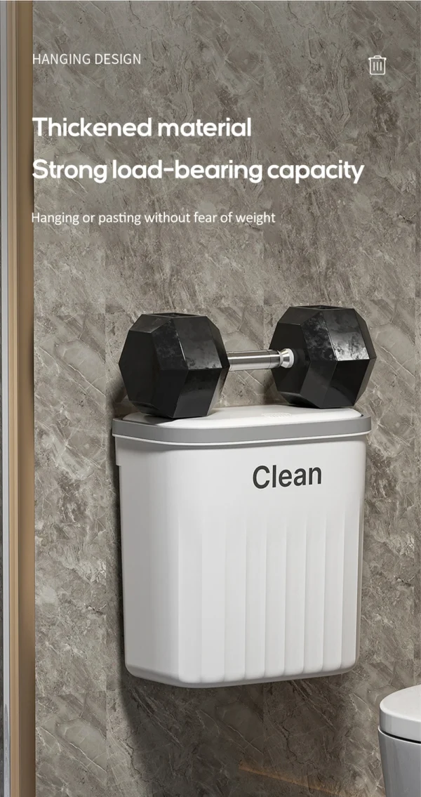 12/16L Press Type Wall Mounted Trash Can For Bathroom Toilet Garbage Bucket With Lid Kitchen Recycling Bin Hanging Wastebasket