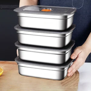S8f4cf255fe694a05b3a63db27bf184b8k.webp Stainless Steel Camping Lunch Box Sealed Leak-proof Bento Box Microwave Suitable Large Capacity Refrigerator Freezer Storage Box