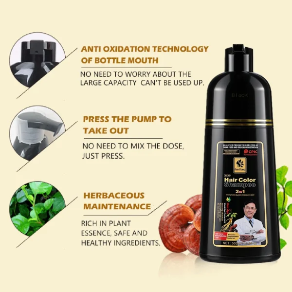 S8f5538da53c64879a0469e7f05b34833q.webp 3 in 1 Black Hair Dye Shampoo for Gray Hair Home Herbal Hair Coloring Cream for Men Women Cover White Nourishing Formula 500ml