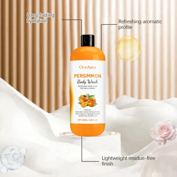 S913a173f9c7c4f79bd933b066cdbf623X-1.webp Persimmon Body Wash Remove Dirt Sweat Eliminating Odor Oil Control Exfoliating Smoothing Softening Lasting Aroma Foam Shower Gel