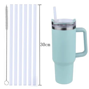 S9942636b94e54c5984a33c0c9e8cce4b2.webp Reusable Straw with Cleaning Brush Plastic Replacement Straw Compatible with Stanley 40 oz 30 oz Cup Tumbler