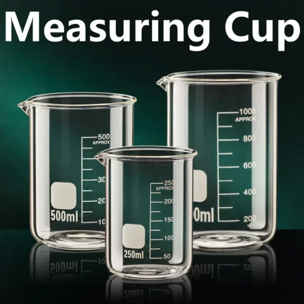 S9cfe62eefbbc449883a62d52603ec622H.webp Glass Measuring Cup High Borosilicate Clear Scale Cup Heat-resisting Laboratory Beaker Kitchen Baking 50/100/150/250/500/1000ml