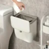 White Wall-Mounted Trash Bin for Kitchen Space-Saving Plastic Garbage Storage Container