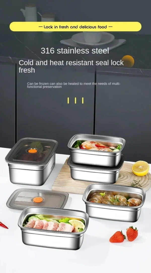 Stainless Steel Camping Lunch Box Sealed Leak-proof Bento Box Microwave Suitable Large Capacity Refrigerator Freezer Storage Box