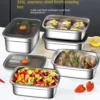 Stainless Steel Camping Lunch Box Sealed Leak-proof Bento Box Microwave Suitable Large Capacity Refrigerator Freezer Storage Box